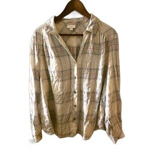 J Jill flannel plaid button front top cotton modal 2X Plus Size